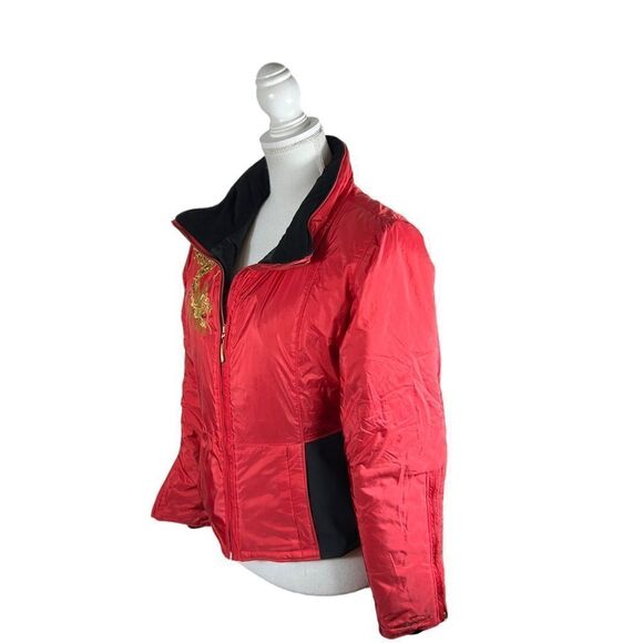Vintage Obermeyer Limited Edition Red Dragon Red and Black Puffer Jacket - Picture 6 of 13